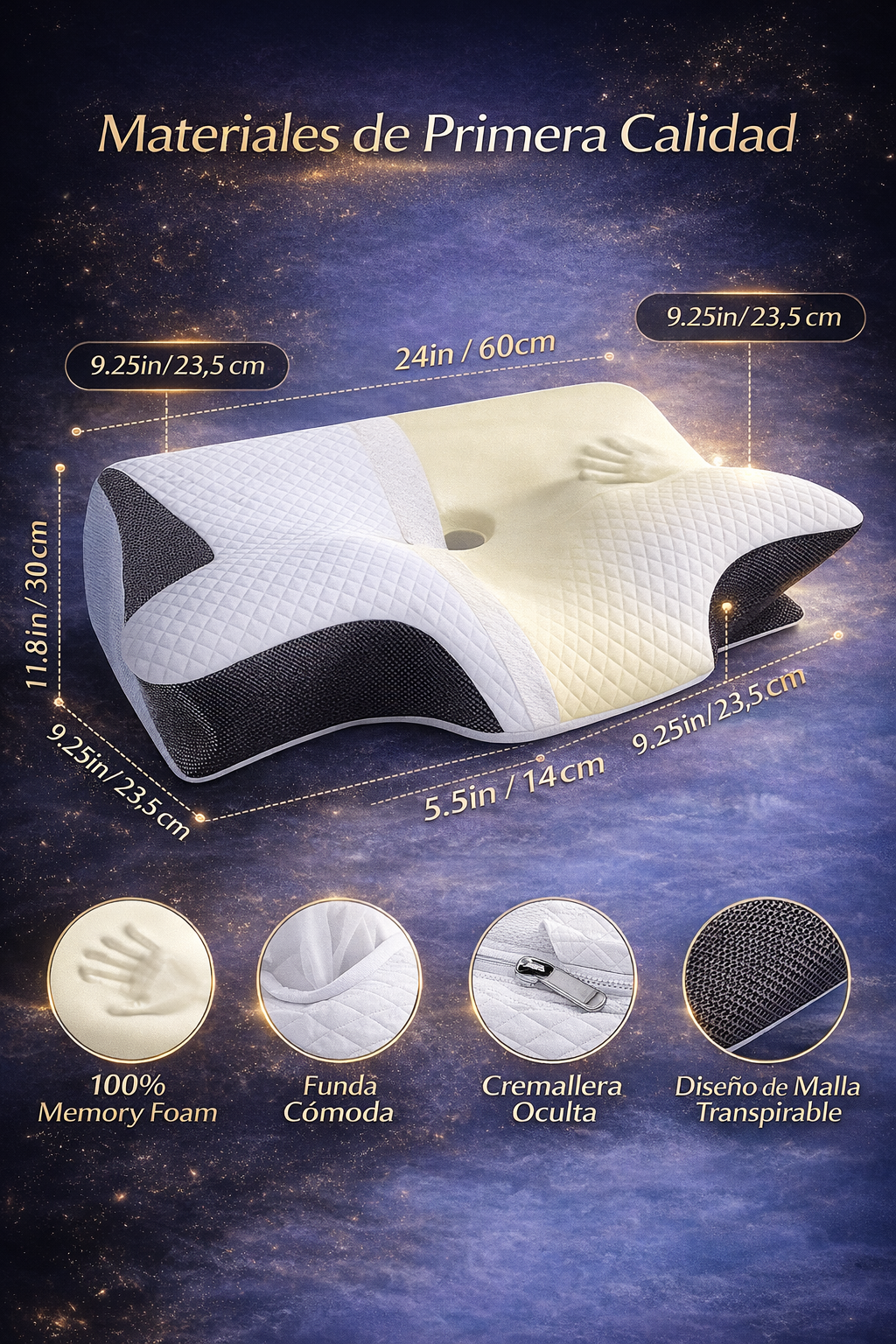 Almohada de espuma viscoelastica ortopedica